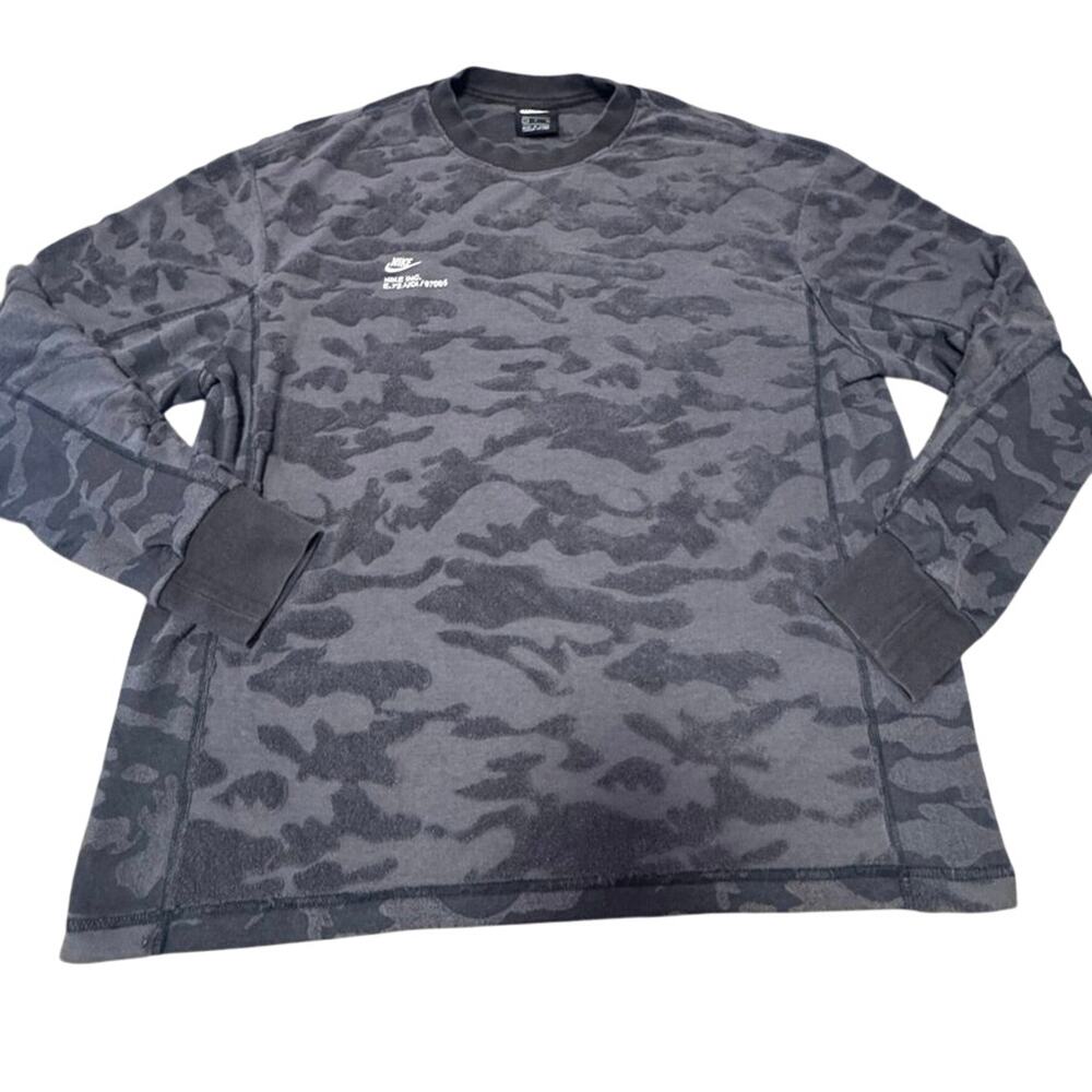 Nike Sportswear NSW Camo Crewneck Sweatshirt Men’s S Gray Black AR1807-060